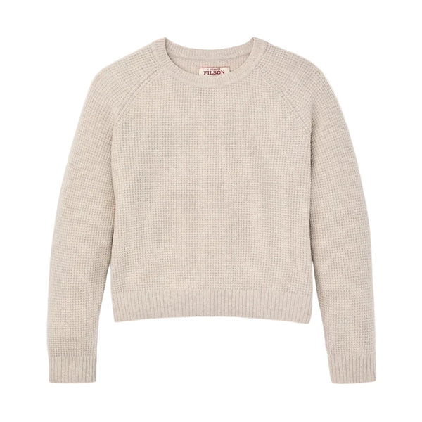 WOMEN'S WAFFLE KNIT MERINO SWEATER OYSTER HEATHER