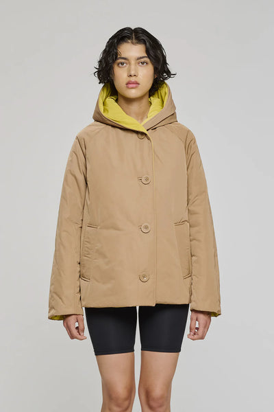 GIACCA IN NYLON REVERSIBILE VERDE MILITARE/CAMMELLO