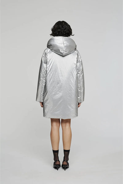 GIACCA REVERSIBILE IN NYLON ARGENTO BEIGE