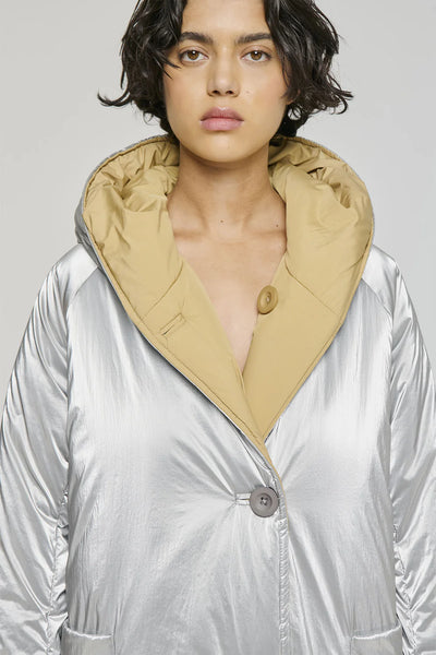 GIACCA REVERSIBILE IN NYLON ARGENTO BEIGE
