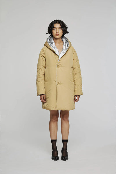 GIACCA REVERSIBILE IN NYLON ARGENTO BEIGE