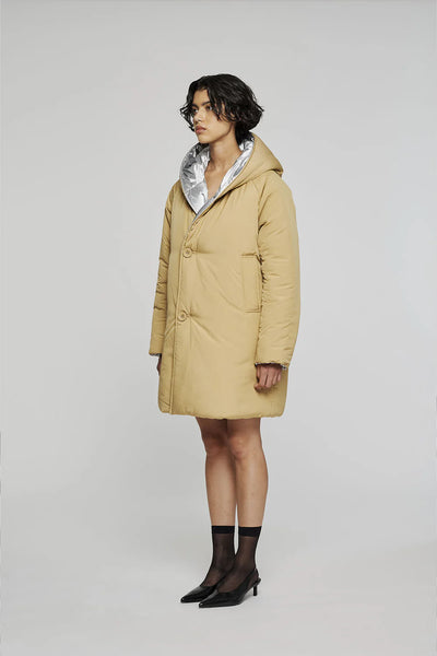 GIACCA REVERSIBILE IN NYLON ARGENTO BEIGE
