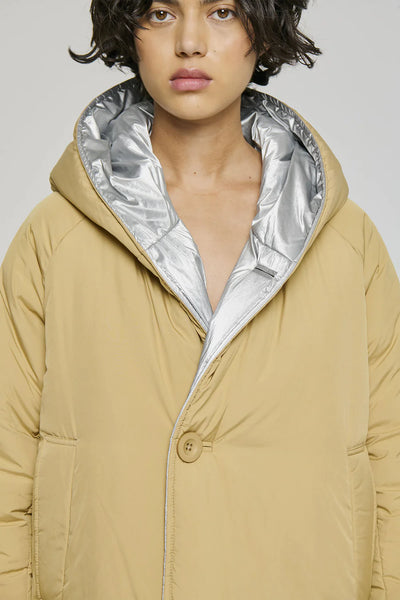 GIACCA REVERSIBILE IN NYLON ARGENTO BEIGE