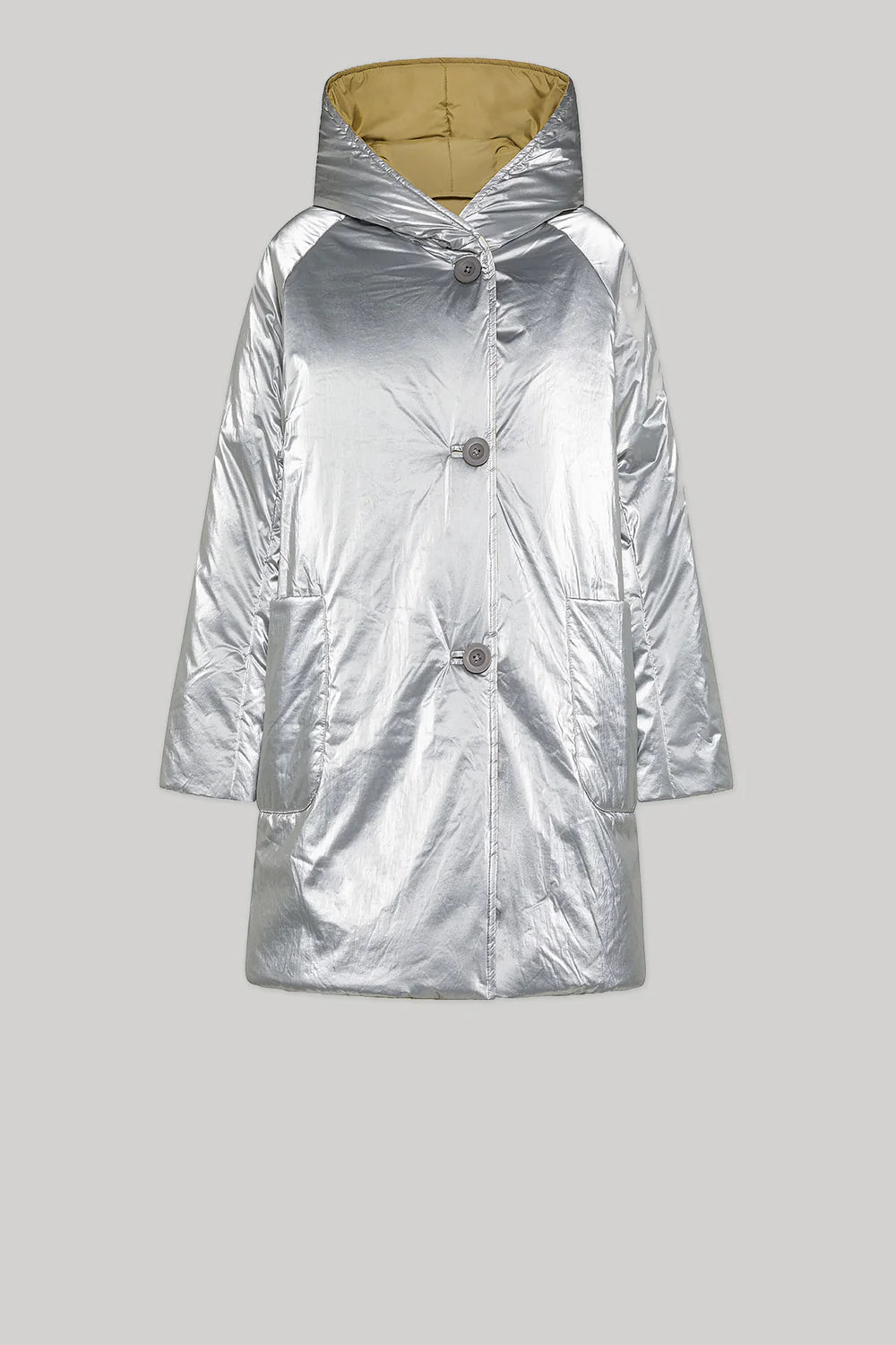 GIACCA REVERSIBILE IN NYLON ARGENTO BEIGE