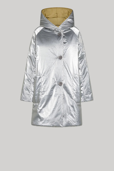 GIACCA REVERSIBILE IN NYLON ARGENTO BEIGE