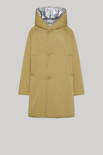 GIACCA REVERSIBILE IN NYLON ARGENTO BEIGE