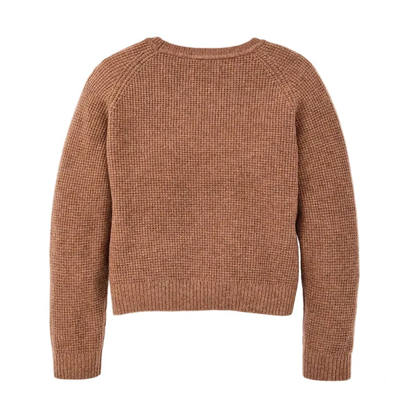 WOMEN'S WAFFLE KNIT MERINO SWEATER BROWN HEATHER