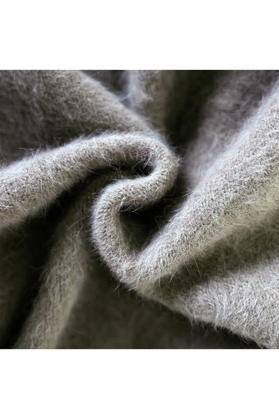 Cardigan con cappuccio in cashmere e volpe