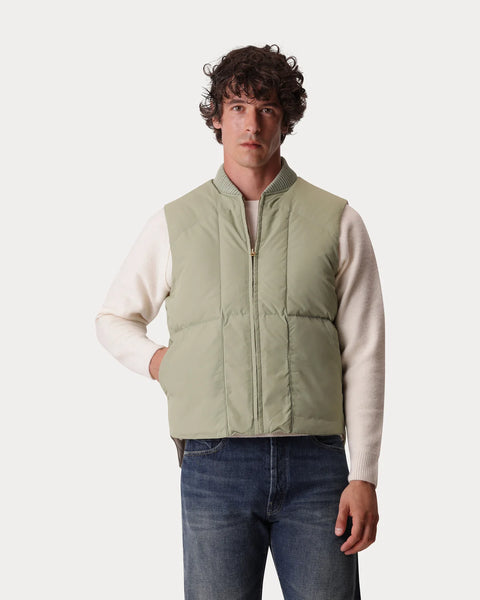 Rocket Gilet Sage Green Smanicato in Nylon