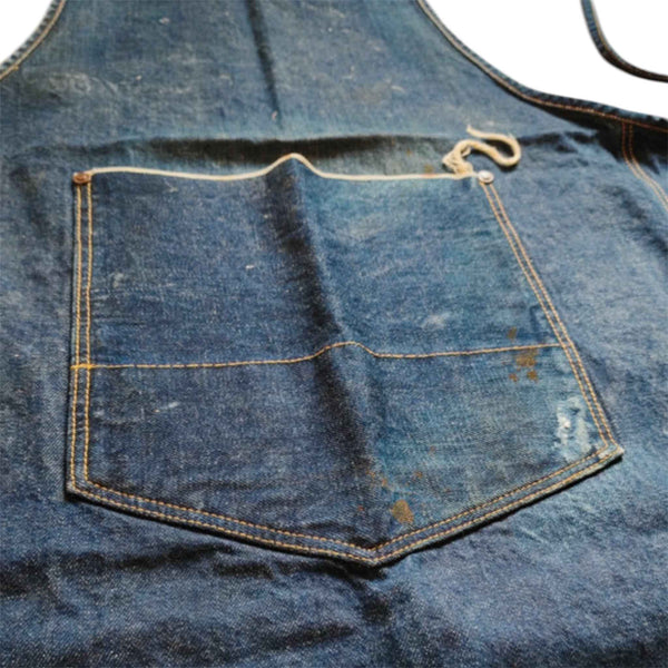 VINTAGE BLUE DENIM APRON – RUSTIC KITCHEN STYLE