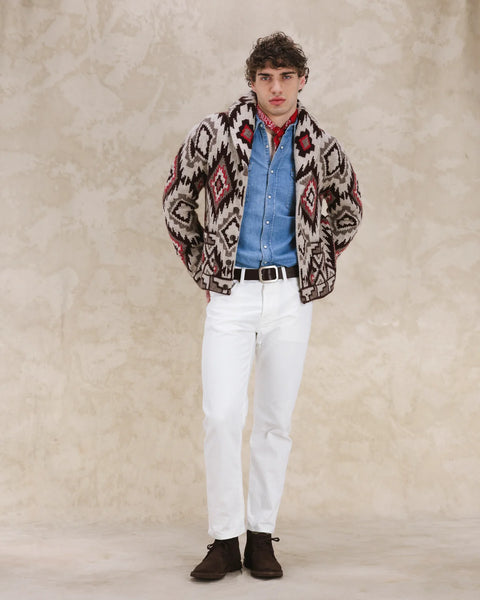 Walter Cardigan In Lana Motivo Navajo
