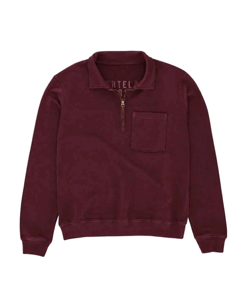 Yale Felpa Wine In Jersey Felpato Con Colletto E Zip