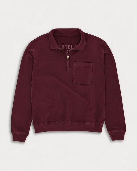 Yale Felpa Wine In Jersey Felpato Con Colletto E Zip