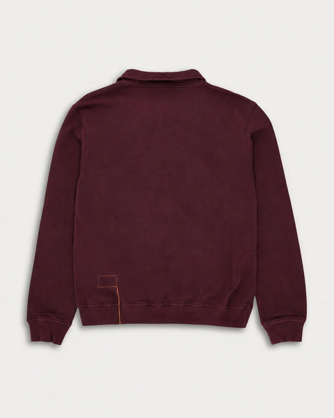 Yale Felpa Wine In Jersey Felpato Con Colletto E Zip
