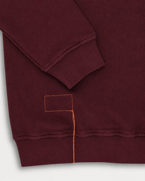 Yale Felpa Wine In Jersey Felpato Con Colletto E Zip