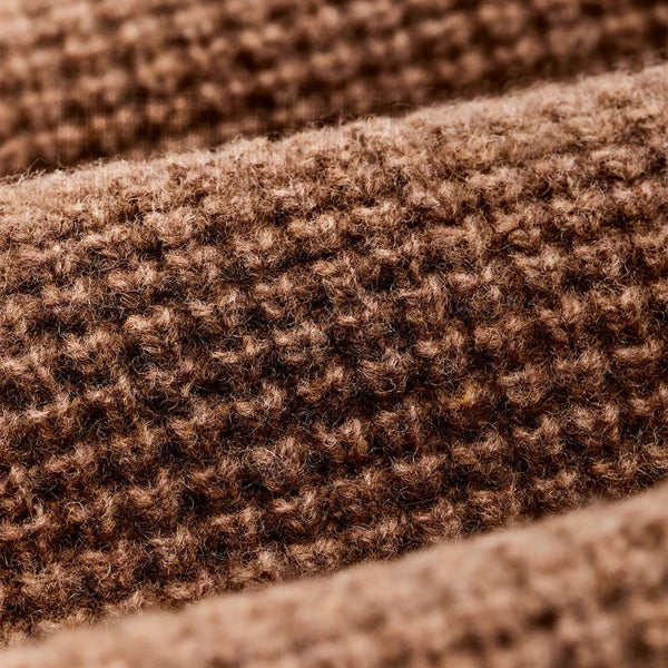 WOMEN'S WAFFLE KNIT MERINO SWEATER BROWN HEATHER