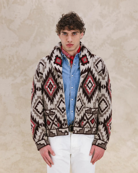 Walter Cardigan In Lana Motivo Navajo
