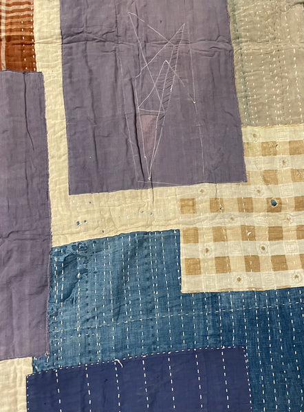 Rara coperta/tappeto vintage indaco giapponese Boro Sashiko