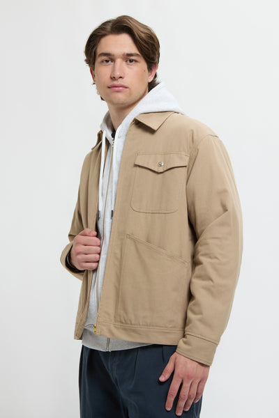 UNIVERSALL OVERALL COTTON LINER ZIP JACKET BEIGE