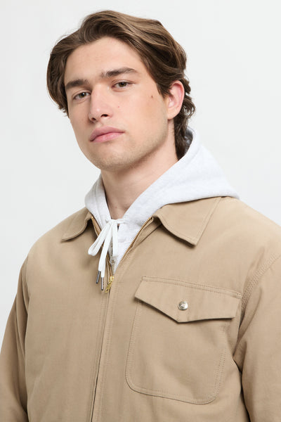 UNIVERSALL OVERALL COTTON LINER ZIP JACKET BEIGE