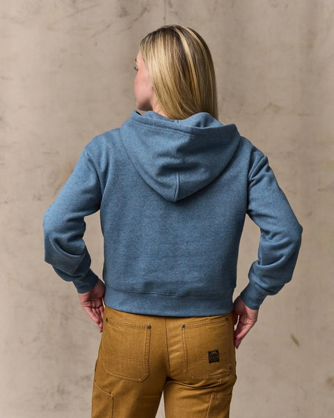 WOMEN'S FRENCH TERRY HALF-ZIP HOODIE LIGHT BLUE