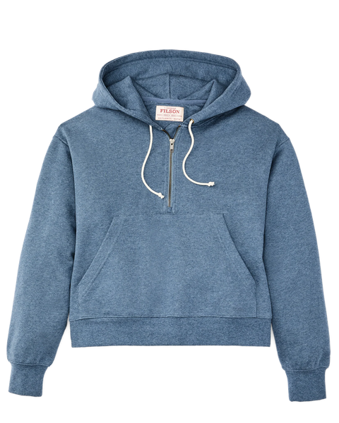 WOMEN'S FRENCH TERRY HALF-ZIP HOODIE LIGHT BLUE