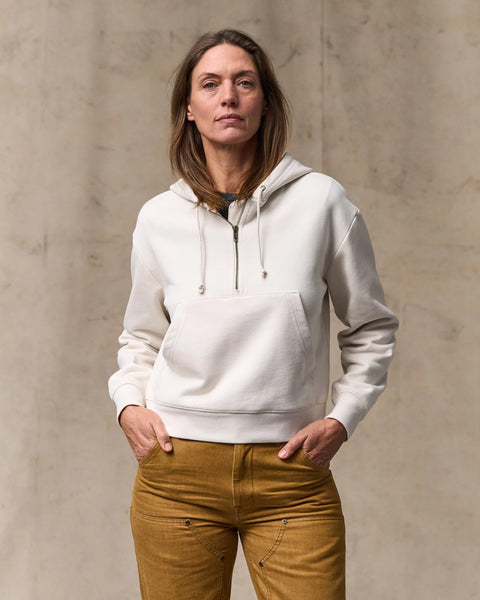 WOMEN'S FRENCH TERRY HALF-ZIP HOODIE IVORY