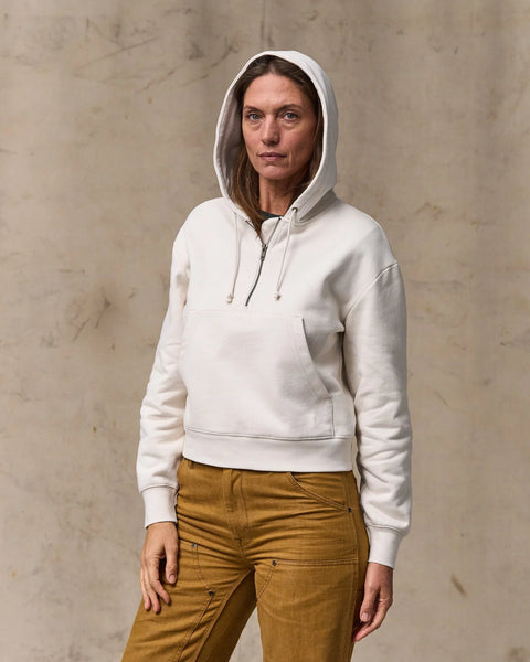WOMEN'S FRENCH TERRY HALF-ZIP HOODIE IVORY