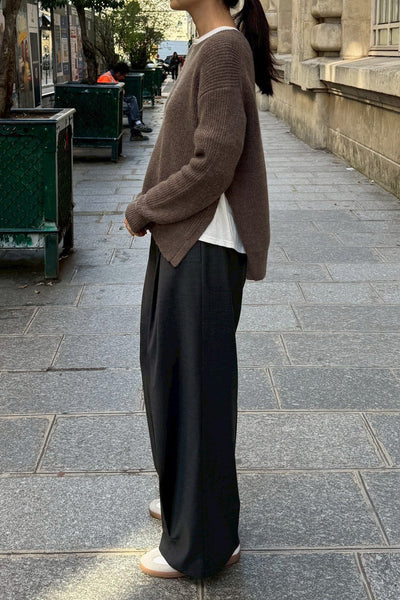 Maglione in alpaca reale con spacci laterali