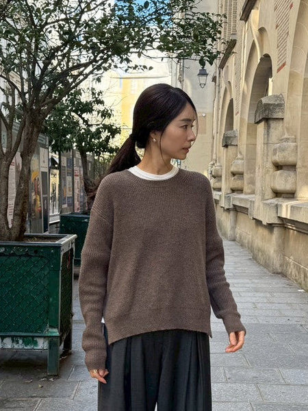 Maglione in alpaca reale con spacci laterali