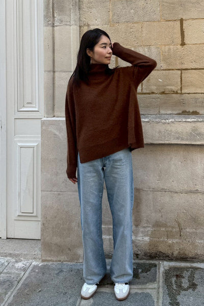 Maglione a collo alto in lana RWS spazzolata