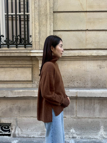 Maglione a collo alto in lana RWS spazzolata