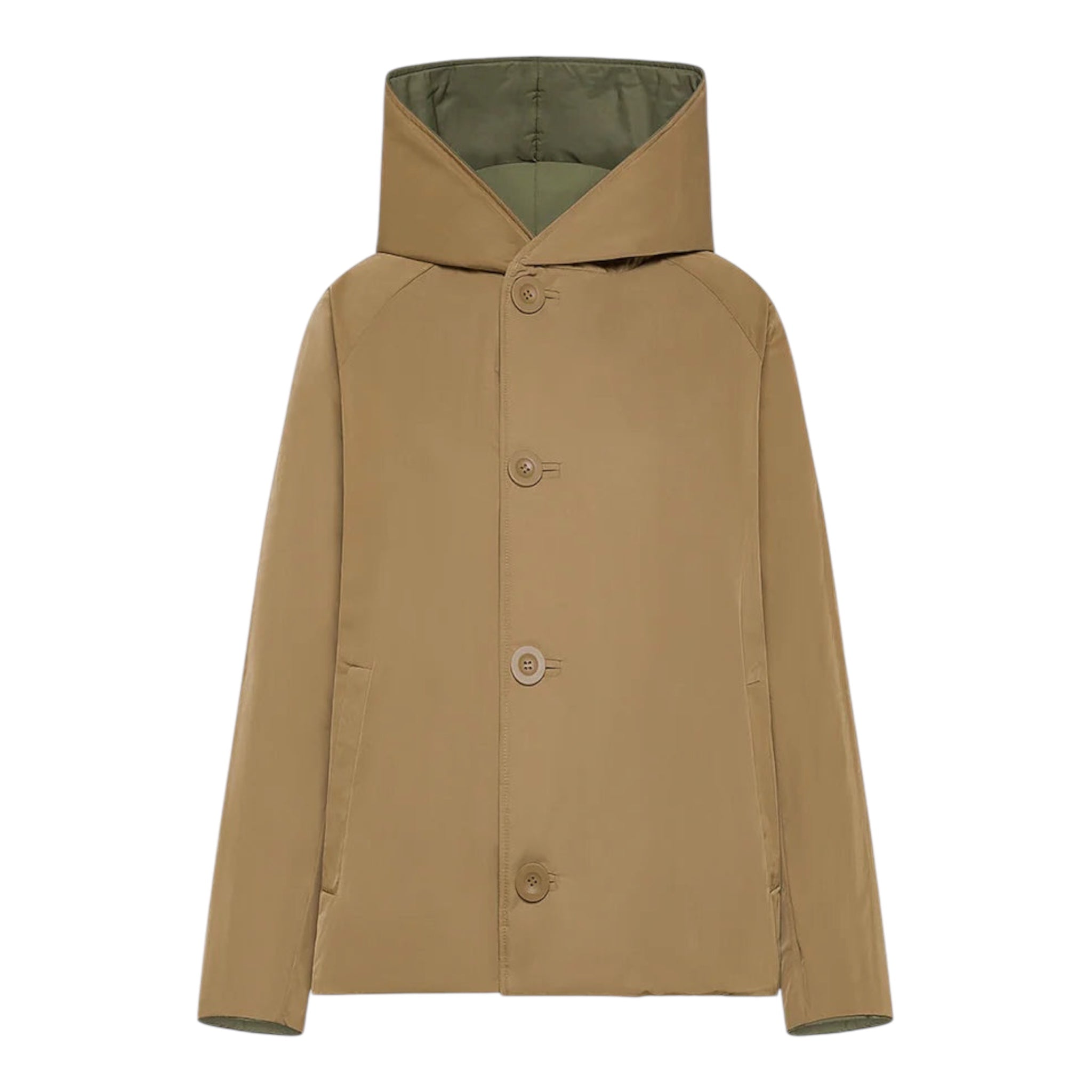 GIACCA IN NYLON REVERSIBILE VERDE MILITARE/CAMMELLO