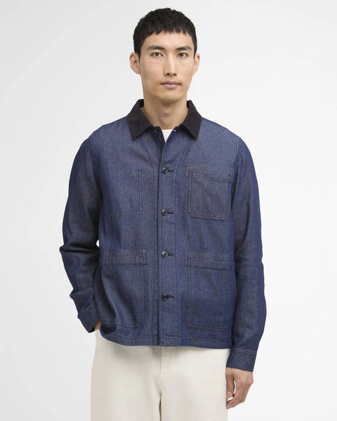 OVERSHIRT PILIGAN IN DENIM CON MOTIVO A SPINA DI PESCE