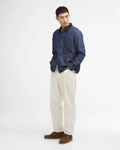 OVERSHIRT PILIGAN IN DENIM CON MOTIVO A SPINA DI PESCE