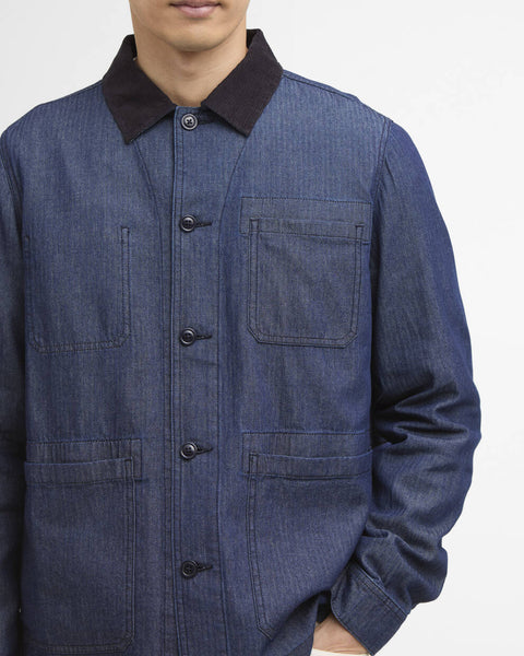 OVERSHIRT PILIGAN IN DENIM CON MOTIVO A SPINA DI PESCE