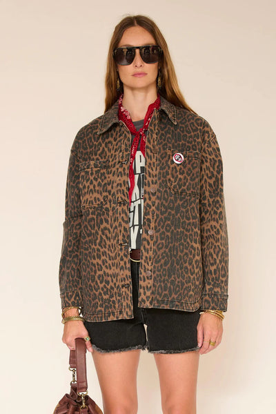 VESTE - VENUTIA LEOPARD PRINT-CHOCO
