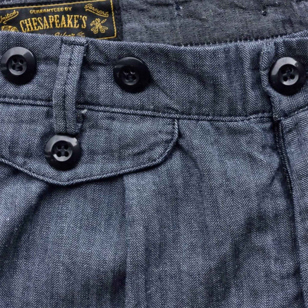 CHESAPEAKE'S DOUBLE PLEATED DENIM  HBT TROUSER PUTNEY