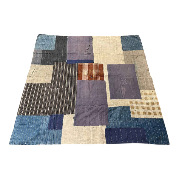 RARE VINTAGE JAPANESE INDIGO BORO SASHIKO BLANKET/RUG