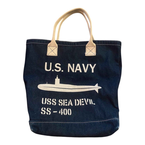 VINTAGE DENIM SHOPPER MILITARY BAG