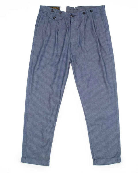 CHESAPEAKE'S DOUBLE PLEATED DENIM  HBT TROUSER PUTNEY