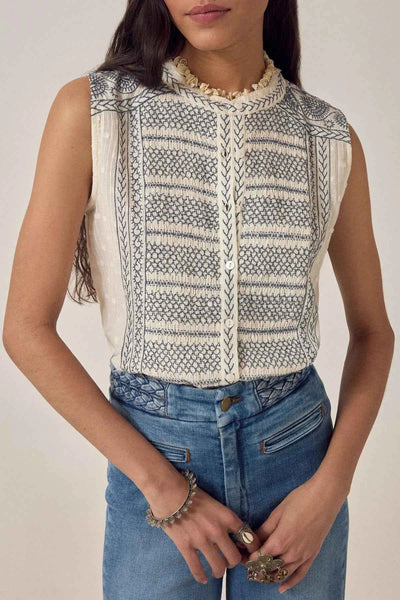 IRINA SLEEVELESS BLOUSE Indigo Poet