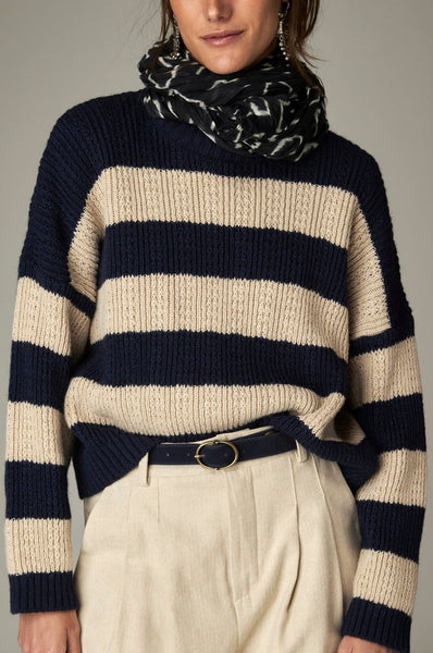 INES SWEATER NAVY SAND