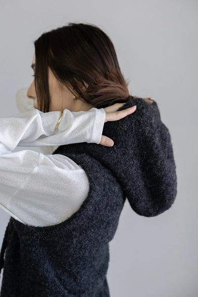 Maglione senza maniche con cappuccio in alpaca