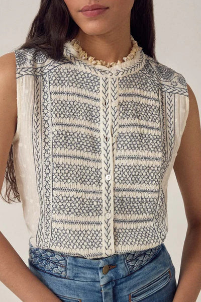 IRINA SLEEVELESS BLOUSE Indigo Poet