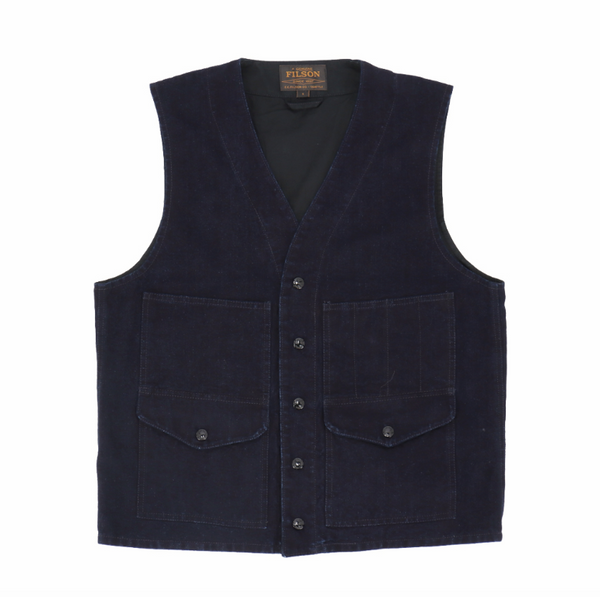 DRY TIN INDIGO VEST, DRY FINISH DENIM