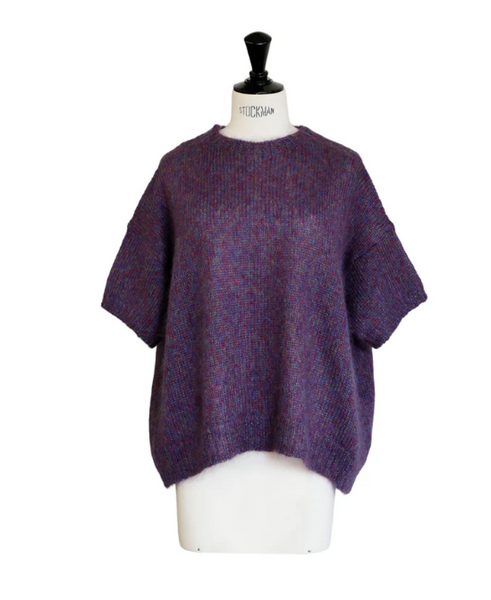 Maglione in seta mohair con spacco laterale