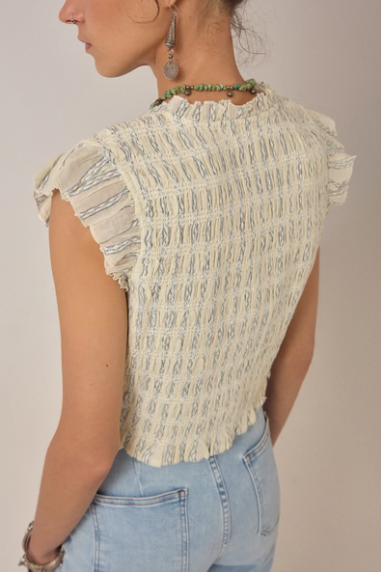 OMARIS SLEEVELESS BLOUSE Cloud Thread