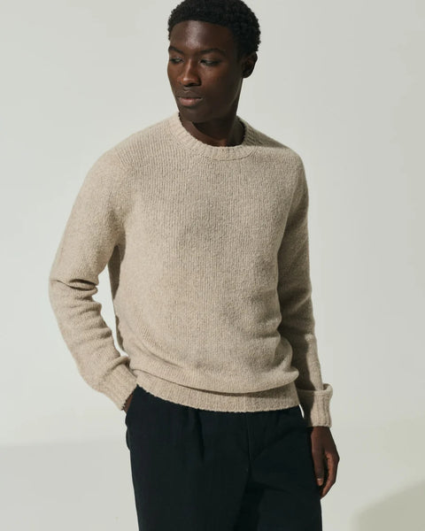 ROUND NECK SEAMLESS PUFFED CASHMERE CASHMERE BEIGE