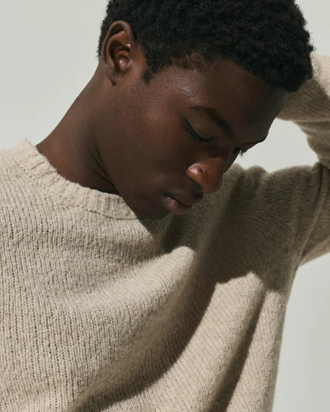 ROUND NECK SEAMLESS PUFFED CASHMERE CASHMERE BEIGE